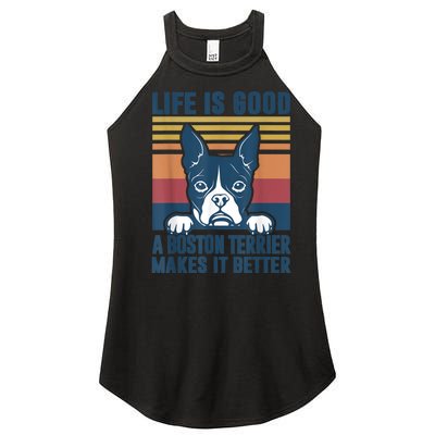 Boston Terrier Gifts For Women Men Boston Terrier Dad Mom Women's Perfect Tri Rocker Tank