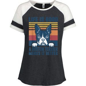 Boston Terrier Gifts For Women Men Boston Terrier Dad Mom Enza Ladies Jersey Colorblock Tee