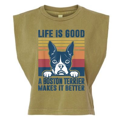 Boston Terrier Gifts For Women Men Boston Terrier Dad Mom Garment-Dyed Women's Muscle Tee