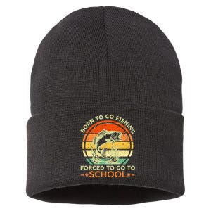 Born To Go Fishing Forced School Sustainable Knit Beanie