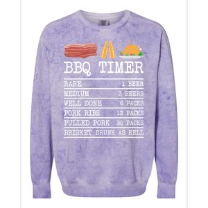 Bbq Timer Grill Beer Barbecue Funny Grilling Saying Colorblast Crewneck Sweatshirt