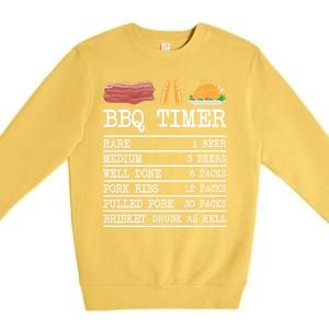 Bbq Timer Grill Beer Barbecue Funny Grilling Saying Premium Crewneck Sweatshirt