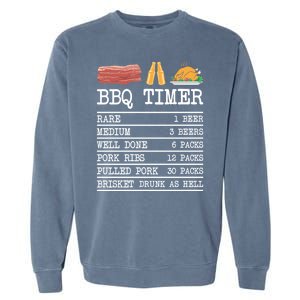 Bbq Timer Grill Beer Barbecue Funny Grilling Saying Garment-Dyed Sweatshirt