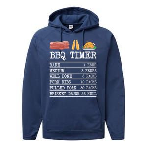 Bbq Timer Grill Beer Barbecue Funny Grilling Saying Performance Fleece Hoodie