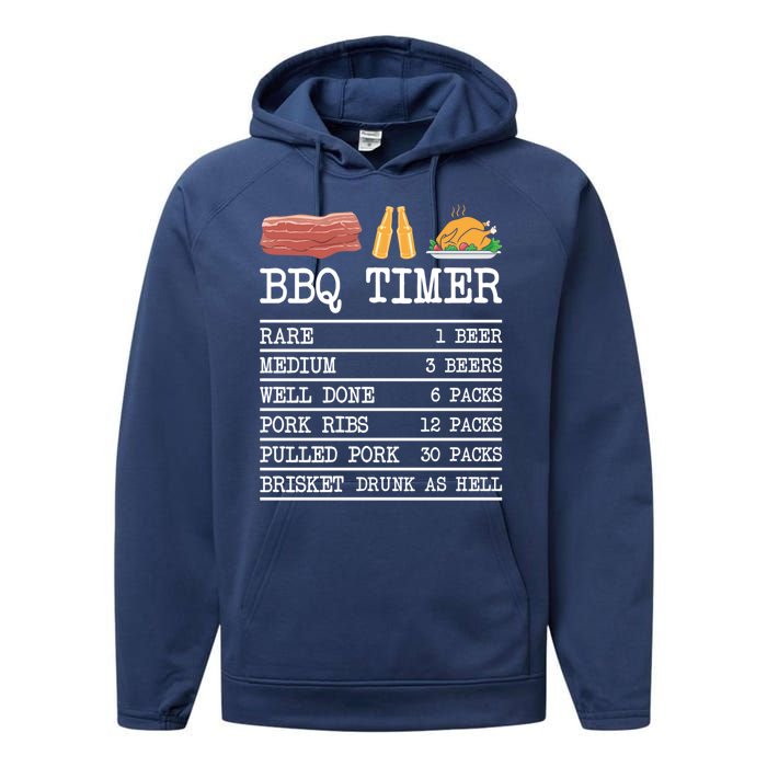 Bbq Timer Grill Beer Barbecue Funny Grilling Saying Performance Fleece Hoodie