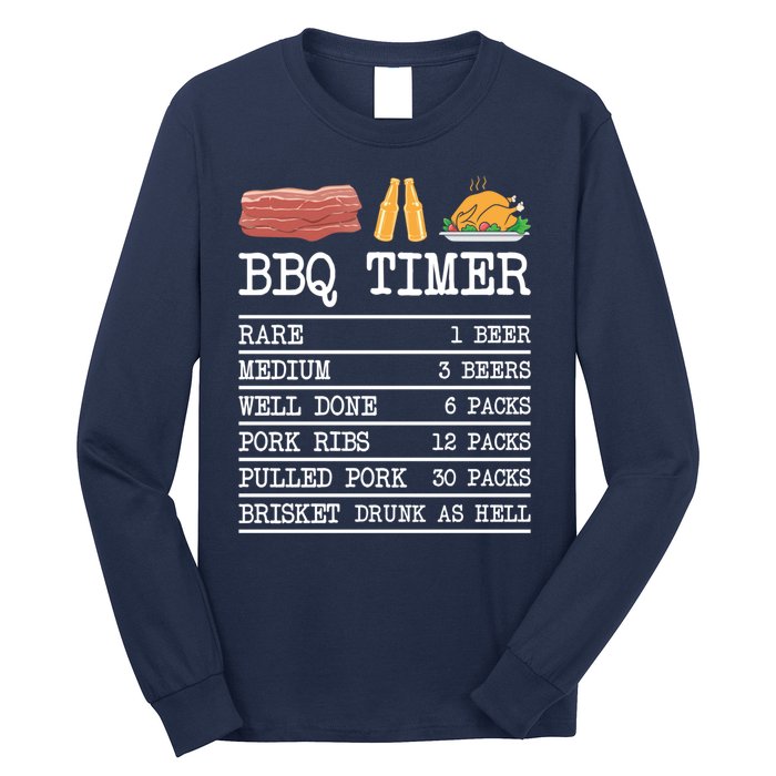 Bbq Timer Grill Beer Barbecue Funny Grilling Saying Long Sleeve Shirt