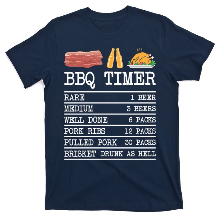 Bbq Timer Grill Beer Barbecue Funny Grilling Saying T-Shirt