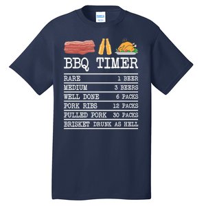 Bbq Timer Grill Beer Barbecue Funny Grilling Saying Tall T-Shirt