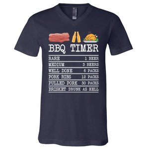 Bbq Timer Grill Beer Barbecue Funny Grilling Saying V-Neck T-Shirt