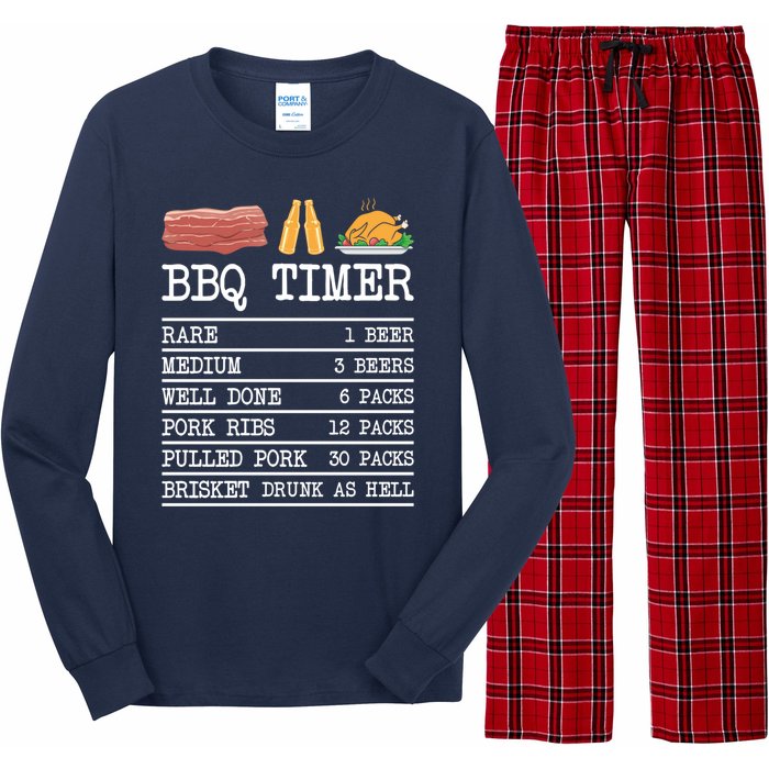 Bbq Timer Grill Beer Barbecue Funny Grilling Saying Long Sleeve Pajama Set