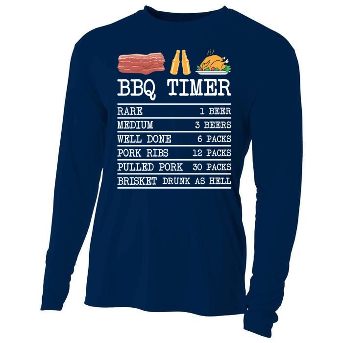 Bbq Timer Grill Beer Barbecue Funny Grilling Saying Cooling Performance Long Sleeve Crew