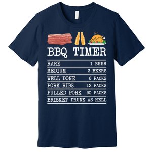 Bbq Timer Grill Beer Barbecue Funny Grilling Saying Premium T-Shirt