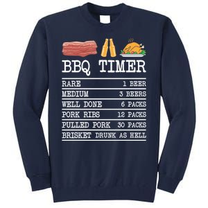 Bbq Timer Grill Beer Barbecue Funny Grilling Saying Tall Sweatshirt