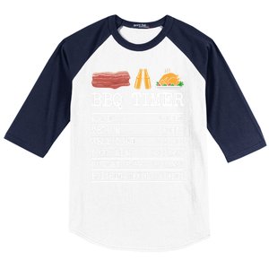 Bbq Timer Grill Beer Barbecue Funny Grilling Saying Baseball Sleeve Shirt