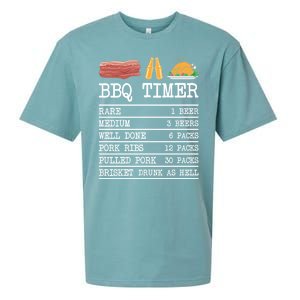 Bbq Timer Grill Beer Barbecue Funny Grilling Saying Sueded Cloud Jersey T-Shirt