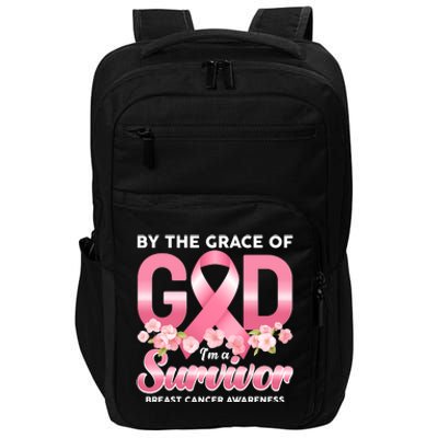 By The Grace Of God Im A Survivor Breast Cancer Awareness Impact Tech Backpack