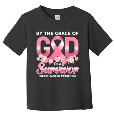 By The Grace Of God Im A Survivor Breast Cancer Awareness Toddler T-Shirt