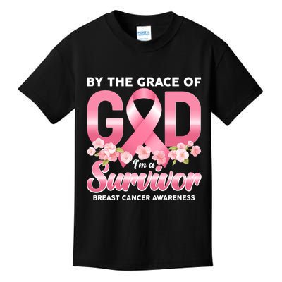 By The Grace Of God Im A Survivor Breast Cancer Awareness Kids T-Shirt