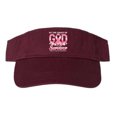 By The Grace Of God Im A Survivor Breast Cancer Awareness Valucap Bio-Washed Visor