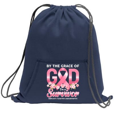 By The Grace Of God Im A Survivor Breast Cancer Awareness Sweatshirt Cinch Pack Bag