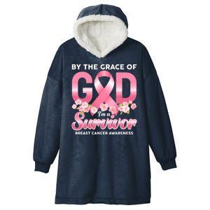 By The Grace Of God Im A Survivor Breast Cancer Awareness Hooded Wearable Blanket