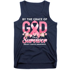 By The Grace Of God Im A Survivor Breast Cancer Awareness Tank Top