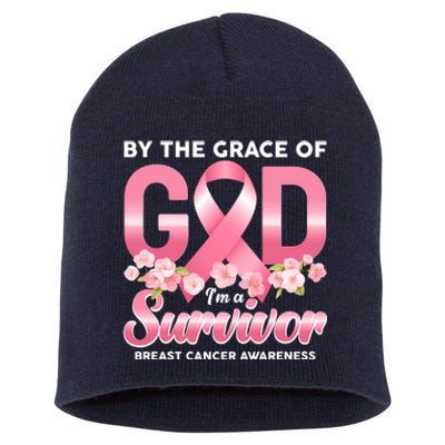 By The Grace Of God Im A Survivor Breast Cancer Awareness Short Acrylic Beanie