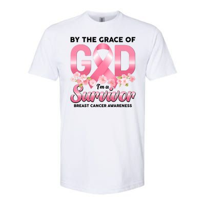 By The Grace Of God Im A Survivor Breast Cancer Awareness Softstyle® CVC T-Shirt