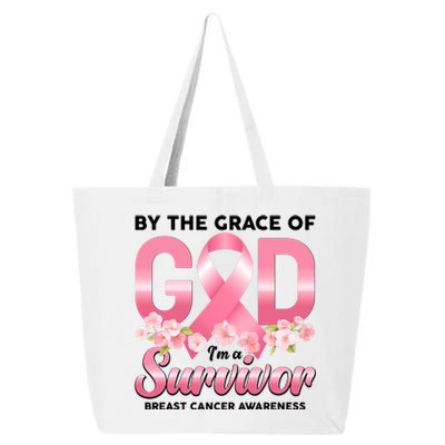 By The Grace Of God Im A Survivor Breast Cancer Awareness 25L Jumbo Tote