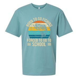 Born To Go Fishing Forced School Funny Fishing Sueded Cloud Jersey T-Shirt