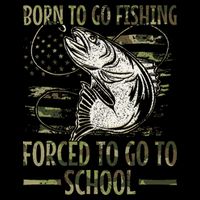 Born To Go Fishing Forced To Go To School Camo Us Flag Stripe Pom Pom Beanie