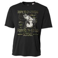 Born To Go Fishing Forced To Go To School Camo Us Flag Cooling Performance Crew T-Shirt