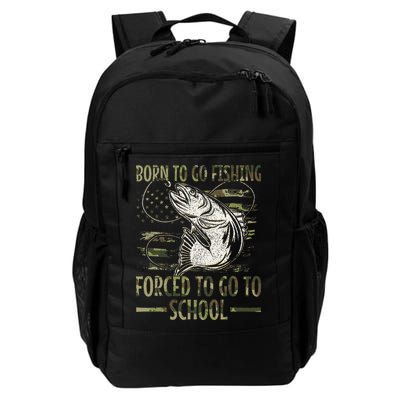 Born To Go Fishing Forced To Go To School Camo Us Flag Backpack