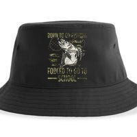 Born To Go Fishing Forced To Go To School Camo Us Flag Sustainable Bucket Hat