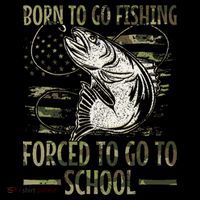 Born To Go Fishing Forced To Go To School Camo Us Flag Sustainable Bucket Hat