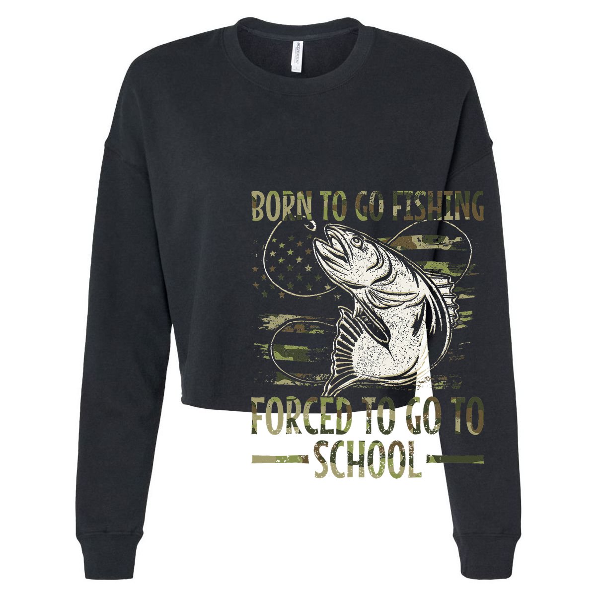 Born To Go Fishing Forced To Go To School Camo Us Flag 15oz Campfire Ceramic Mug