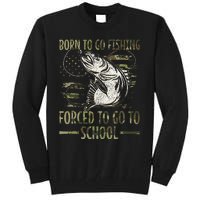 Born To Go Fishing Forced To Go To School Camo Us Flag Tall Sweatshirt