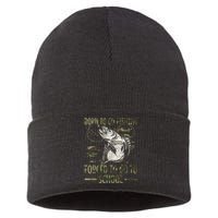 Born To Go Fishing Forced To Go To School Camo Us Flag Sustainable Knit Beanie