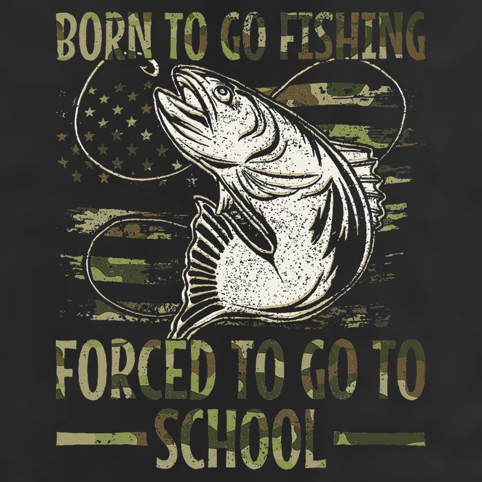 Born To Go Fishing Forced To Go To School Camo Us Flag Golf Towel