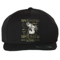 Born To Go Fishing Forced To Go To School Camo Us Flag Wool Snapback Cap