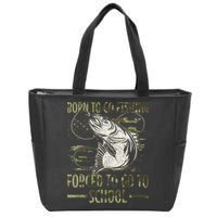 Born To Go Fishing Forced To Go To School Camo Us Flag Zip Tote Bag