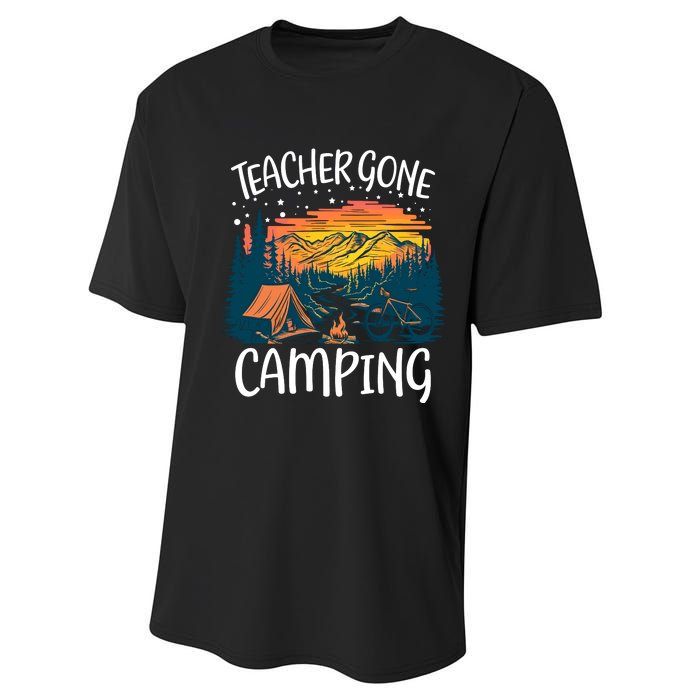 Best Teacher Gone Camping Performance Sprint T-Shirt