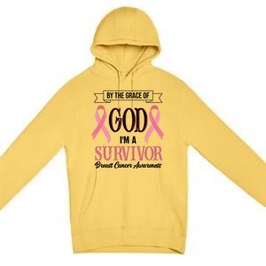 By The Grace Of God I'm A Survivor Breast Cancer Awareness Premium Pullover Hoodie