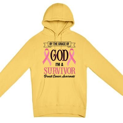 By The Grace Of God I'm A Survivor Breast Cancer Awareness Premium Pullover Hoodie