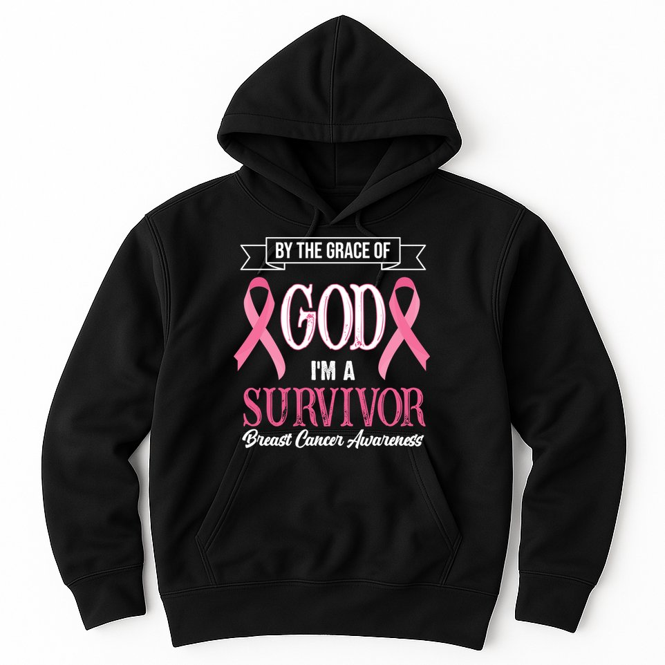 By The Grace Of God I'm A Survivor Breast Cancer Awareness Hoodie