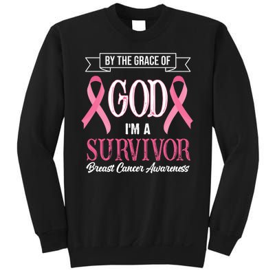 By The Grace Of God I'm A Survivor Breast Cancer Awareness Sweatshirt