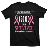 By The Grace Of God I'm A Survivor Breast Cancer Awareness T-Shirt