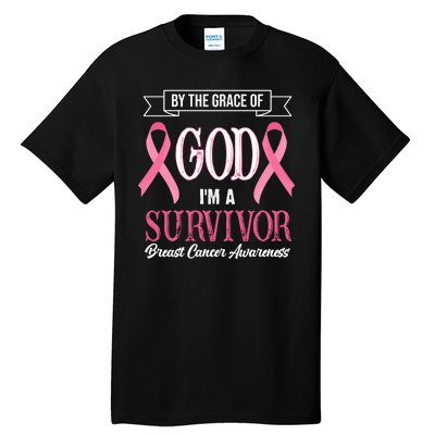 By The Grace Of God I'm A Survivor Breast Cancer Awareness Tall T-Shirt