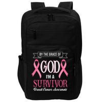 By The Grace Of God I'm A Survivor Breast Cancer Awareness Impact Tech Backpack