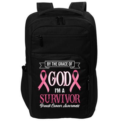 By The Grace Of God I'm A Survivor Breast Cancer Awareness Impact Tech Backpack